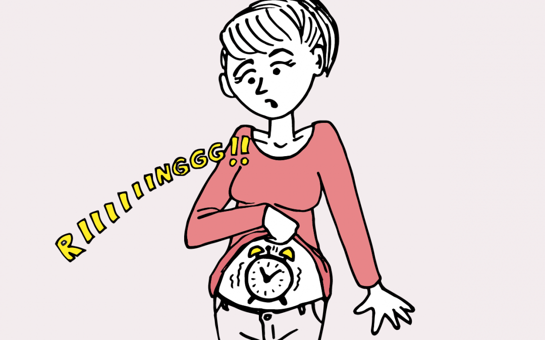 a graphic drawing of a woman and her biological clock